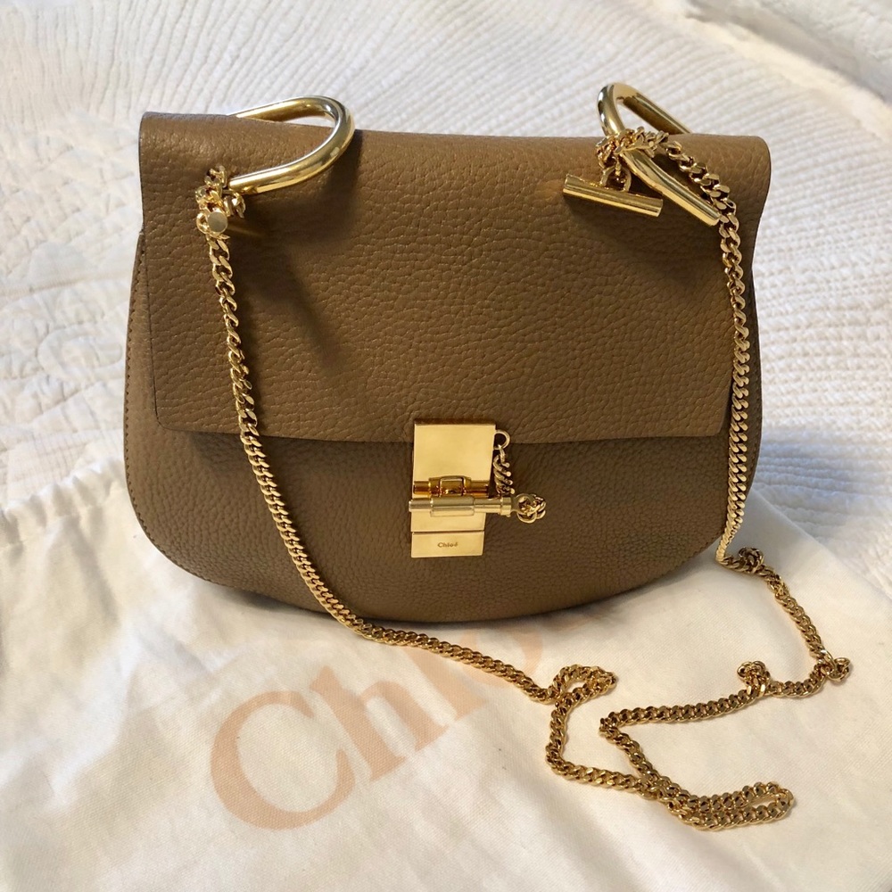 Chloe Drew handbag gold hardware chestnut leather
